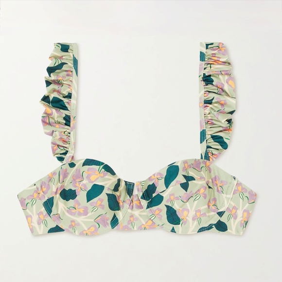 Agua by Agua Bendita Hiedra Mint Green Floral Bikini S Bottom & M Top - Picture 8 of 11